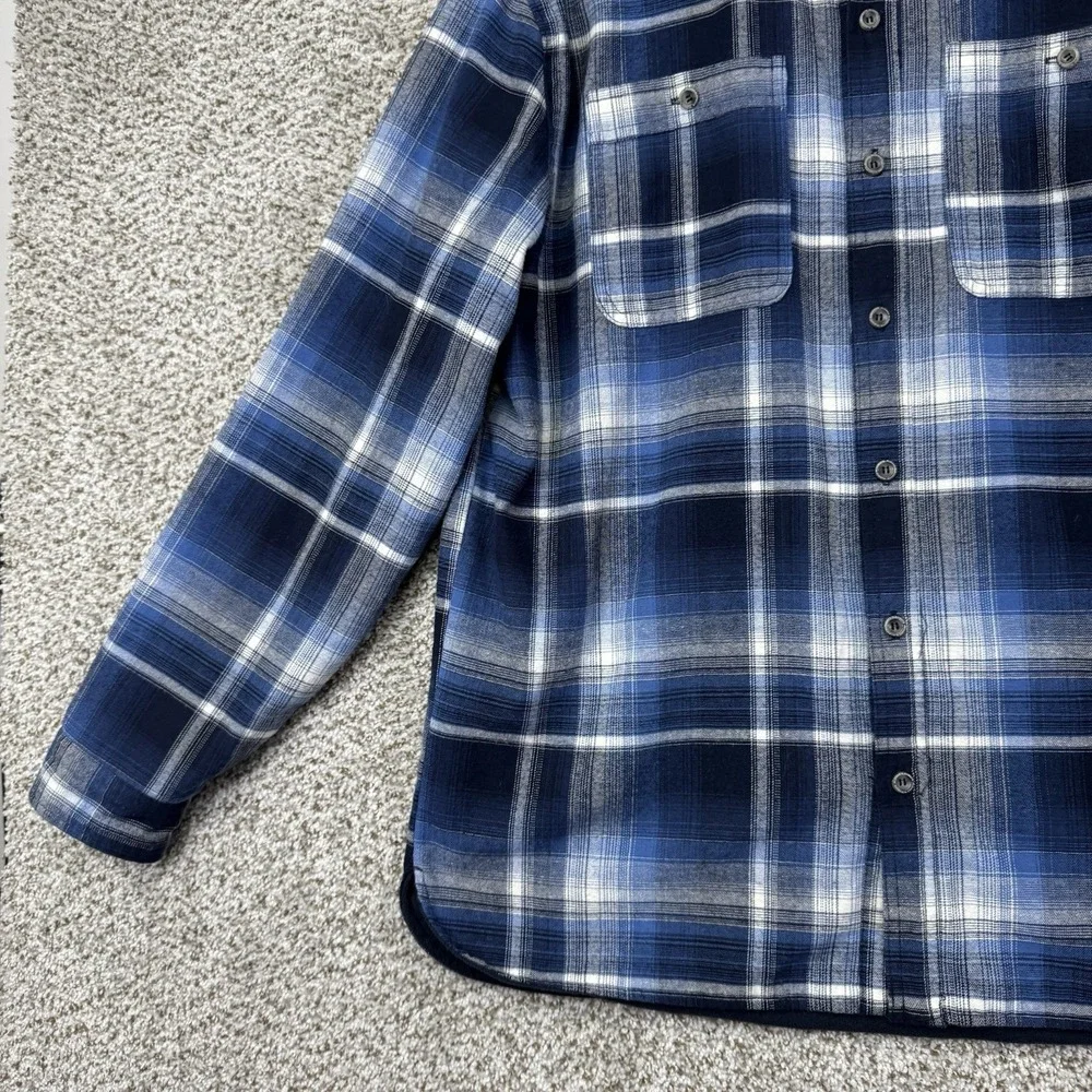 Rugged Elements Shirt Jacket Men's Large Blue Plaid Shacket Flannel Button‎ Up